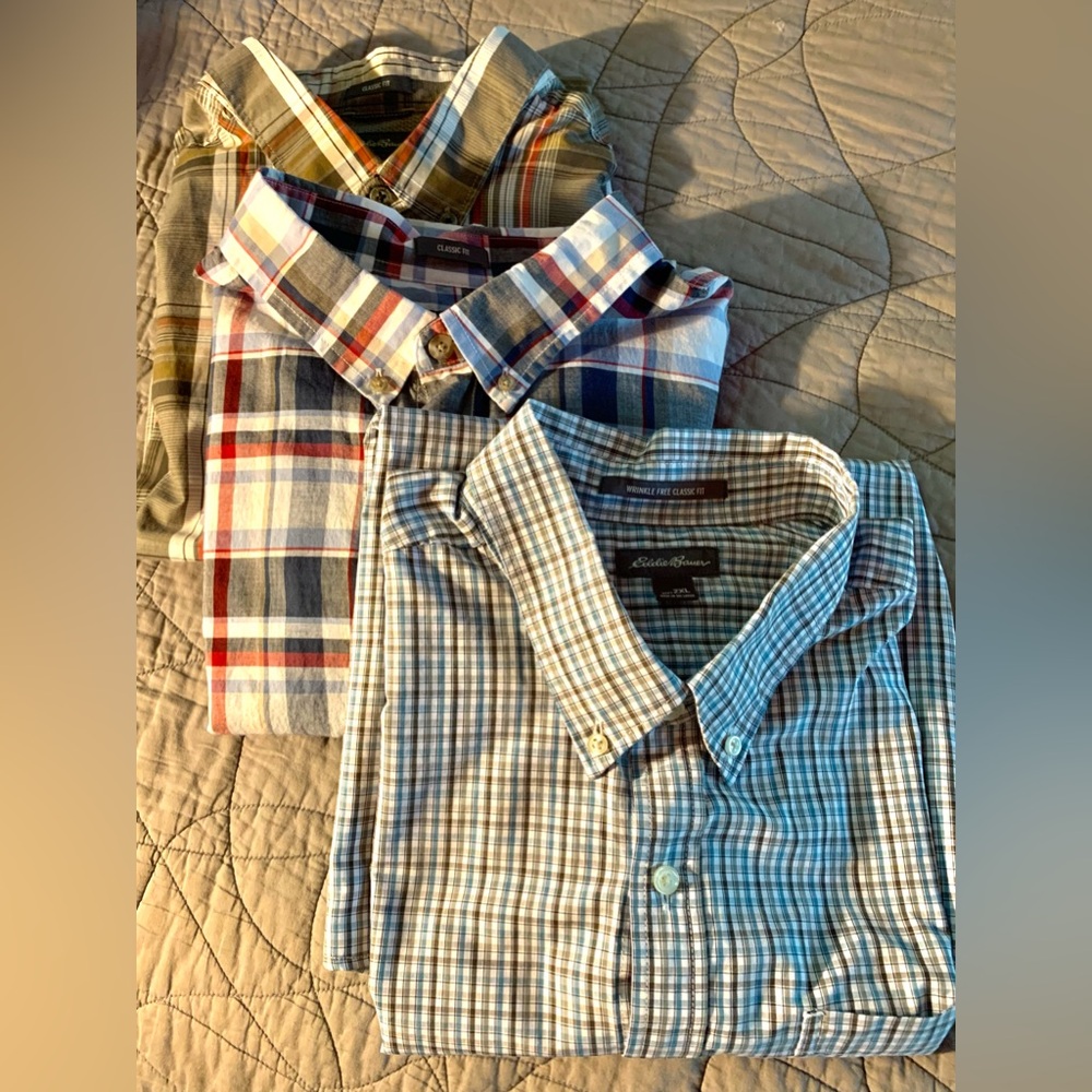 Eddie Bauer Men’s Short Sleeve Button Down Shirts- Lot of 3, Size XXL